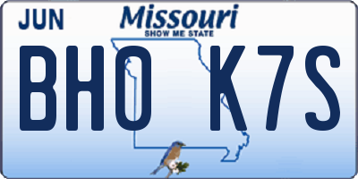 MO license plate BH0K7S