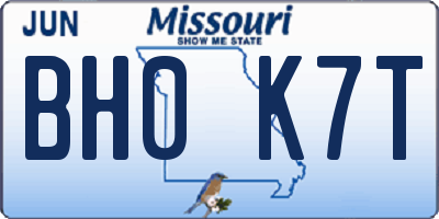 MO license plate BH0K7T