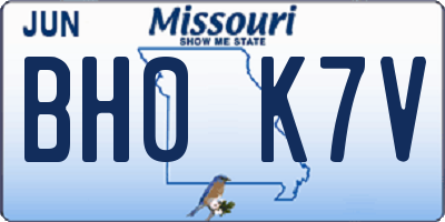 MO license plate BH0K7V