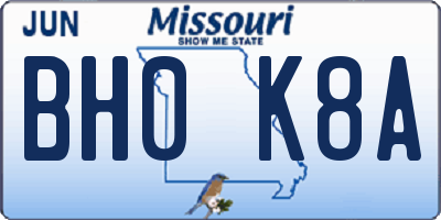 MO license plate BH0K8A