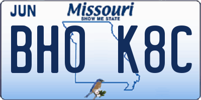 MO license plate BH0K8C