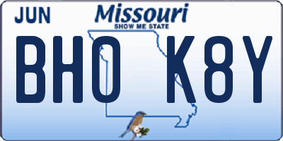 MO license plate BH0K8Y