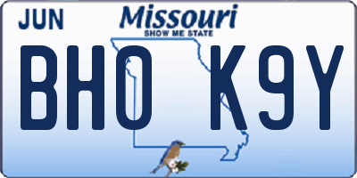MO license plate BH0K9Y