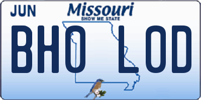 MO license plate BH0L0D