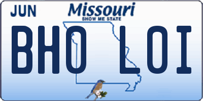MO license plate BH0L0I