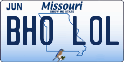 MO license plate BH0L0L