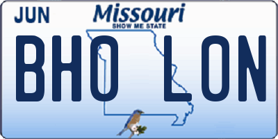 MO license plate BH0L0N