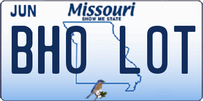 MO license plate BH0L0T