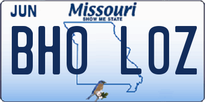 MO license plate BH0L0Z