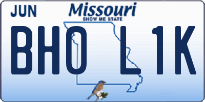 MO license plate BH0L1K