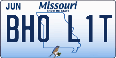 MO license plate BH0L1T