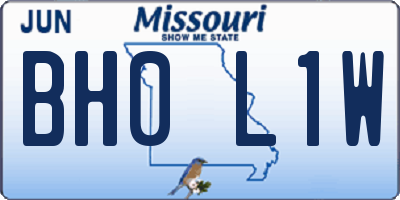 MO license plate BH0L1W