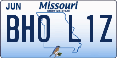 MO license plate BH0L1Z