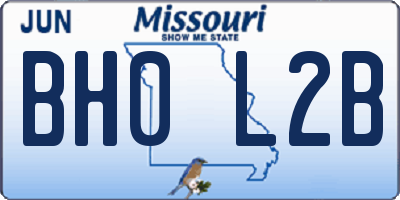 MO license plate BH0L2B