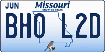 MO license plate BH0L2D