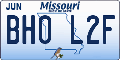 MO license plate BH0L2F