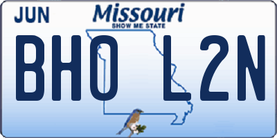 MO license plate BH0L2N