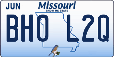 MO license plate BH0L2Q