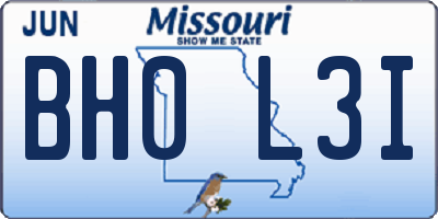 MO license plate BH0L3I