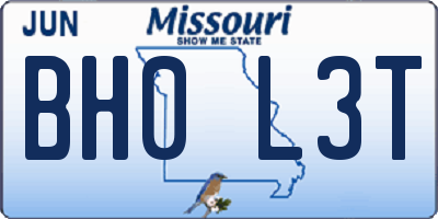 MO license plate BH0L3T
