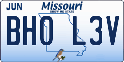 MO license plate BH0L3V
