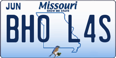 MO license plate BH0L4S