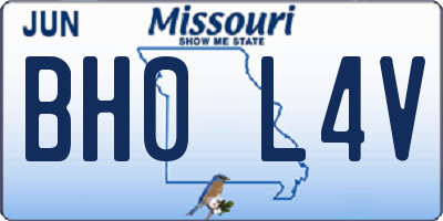 MO license plate BH0L4V