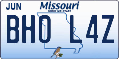 MO license plate BH0L4Z