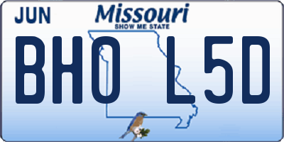 MO license plate BH0L5D
