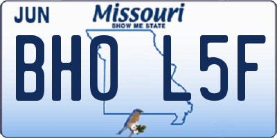 MO license plate BH0L5F
