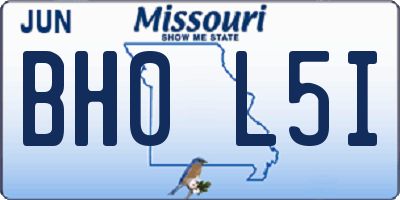 MO license plate BH0L5I