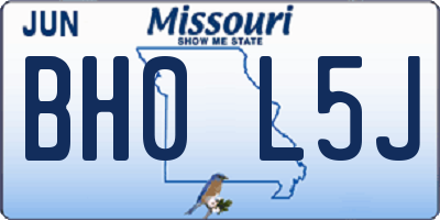 MO license plate BH0L5J