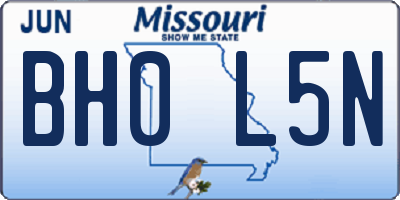 MO license plate BH0L5N