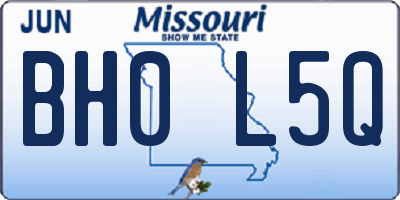 MO license plate BH0L5Q