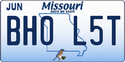 MO license plate BH0L5T