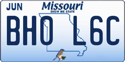 MO license plate BH0L6C