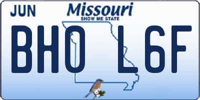 MO license plate BH0L6F