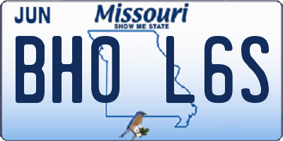 MO license plate BH0L6S