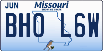 MO license plate BH0L6W