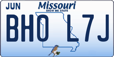 MO license plate BH0L7J