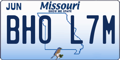 MO license plate BH0L7M