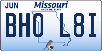 MO license plate BH0L8I