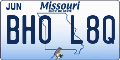 MO license plate BH0L8Q