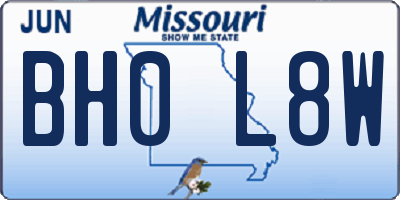 MO license plate BH0L8W