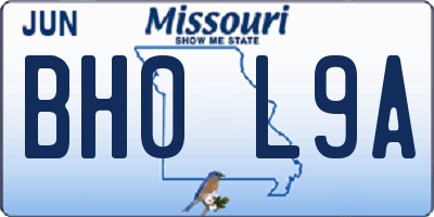 MO license plate BH0L9A