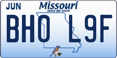 MO license plate BH0L9F