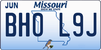 MO license plate BH0L9J