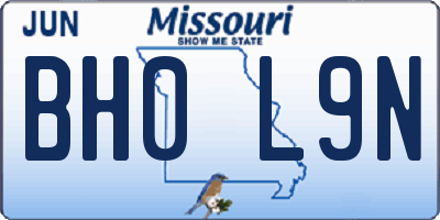 MO license plate BH0L9N