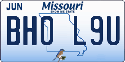 MO license plate BH0L9U