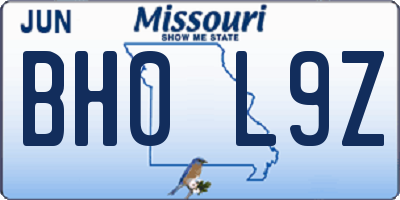 MO license plate BH0L9Z
